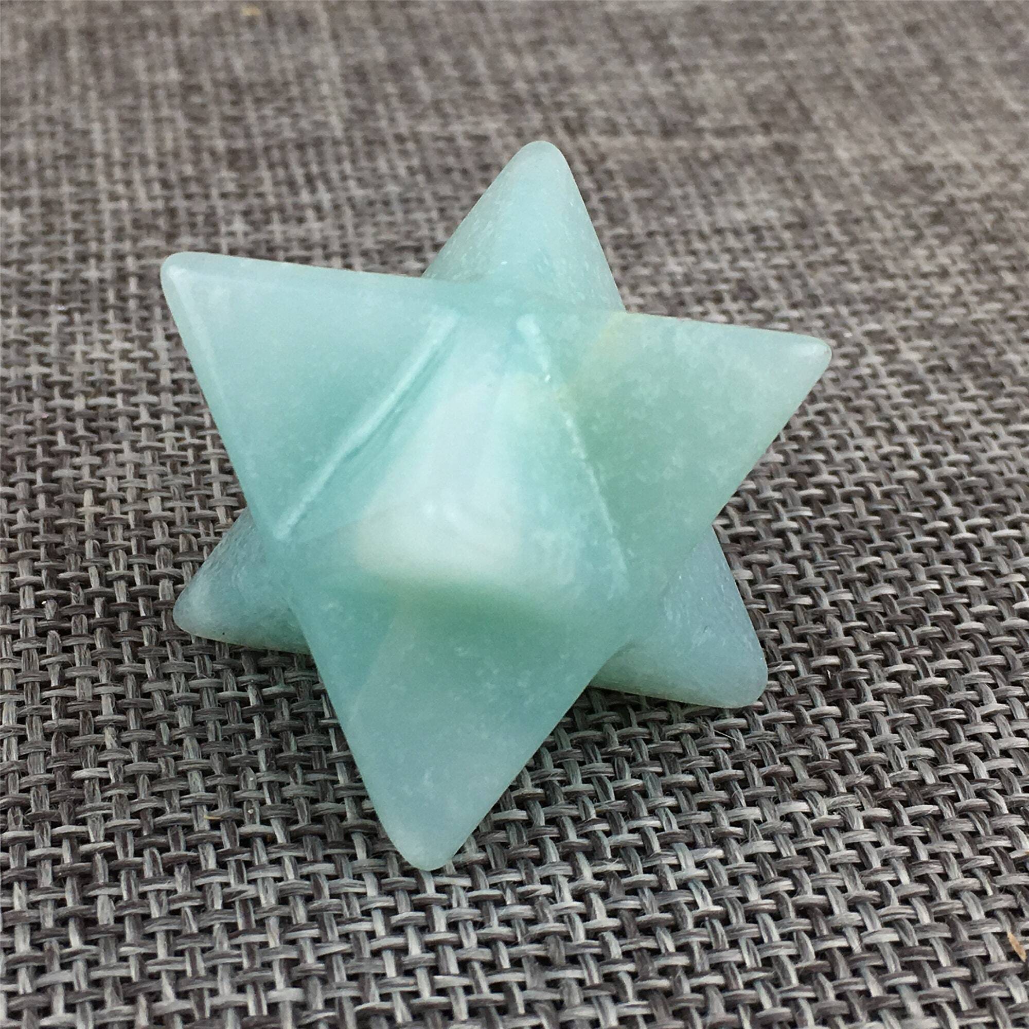 Natural Amazonite Gemstone 8 Point Merkaba Stars - Agate, 14-18mm, Green | Aaa Grade Quality, Perfect For Shamanic Healing And Spiritual Transformation