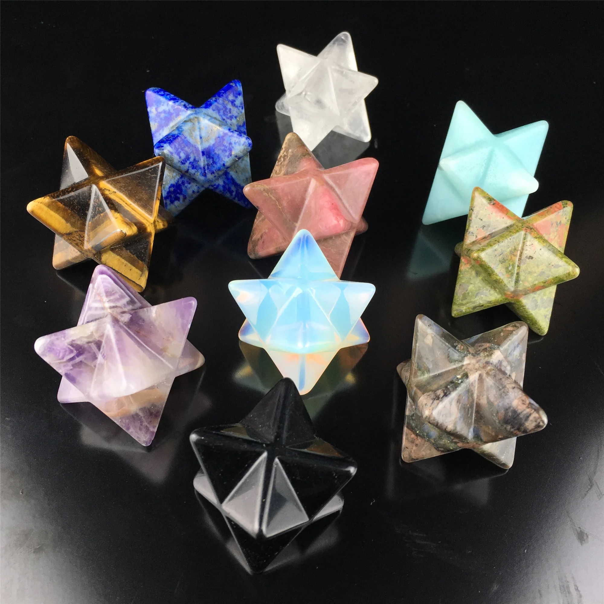 Natural Amazonite Gemstone 8 Point Merkaba Stars - Agate, 14-18mm, Green | Aaa Grade Quality, Perfect For Shamanic Healing And Spiritual Transformation