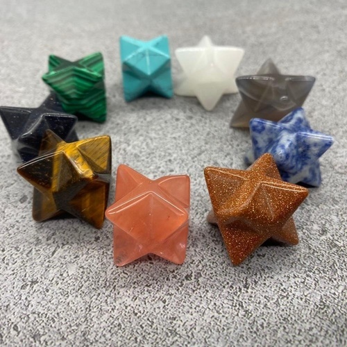 Natural Amazonite Gemstone 8 Point Merkaba Stars - Agate, 14-18mm, Green | Aaa Grade Quality, Perfect For Shamanic Healing And Spiritual Transformation