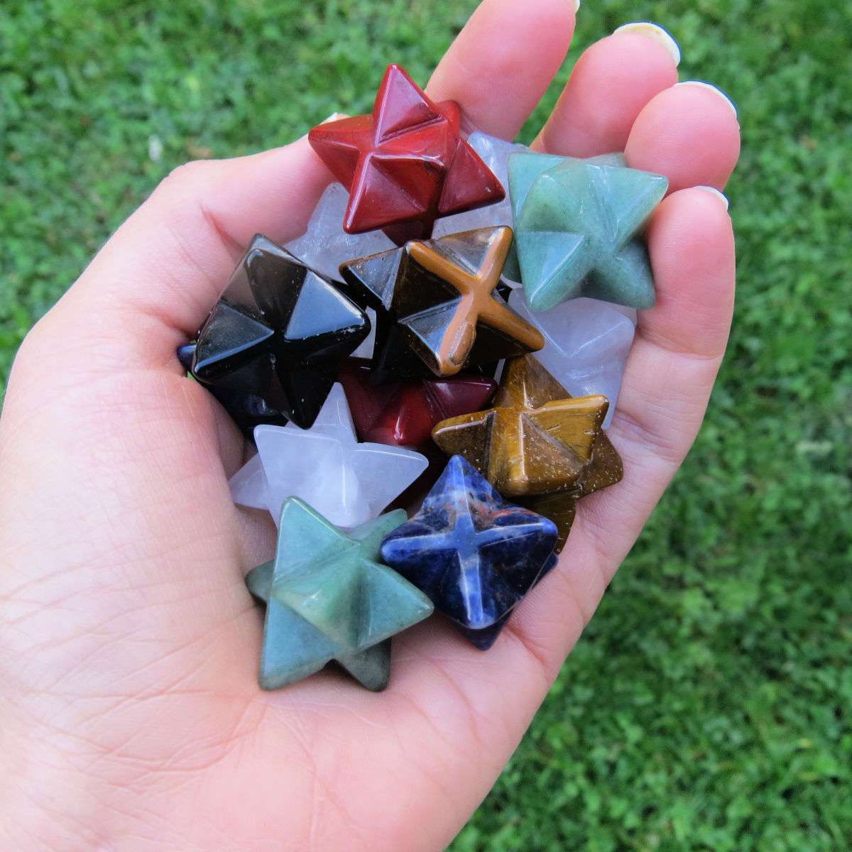 Natural Amazonite Gemstone 8 Point Merkaba Stars - Agate, 14-18mm, Green | Aaa Grade Quality, Perfect For Shamanic Healing And Spiritual Transformation