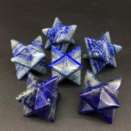 Natural Lapis Lazuli Gemstone 8 Point Merkaba Stars - A+ Grade, 20-25 Mm Size, Blue Color | 80 Gm Natural Stone, Unique Healing Energy