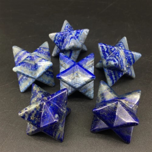 Natural Lapis Lazuli Gemstone 8 Point Merkaba Stars - A+ Grade, 20-25 Mm Size, Blue Color | 80 Gm Natural Stone, Unique Healing Energy