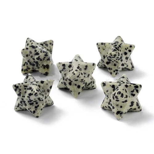 Natural Dalmatian Jasper Gemstone 8 Point Merkaba Stars - Grade: A+