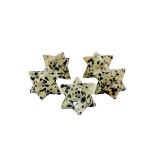 Natural Dalmatian Jasper Gemstone 8 Point Merkaba Stars - Grade: A+