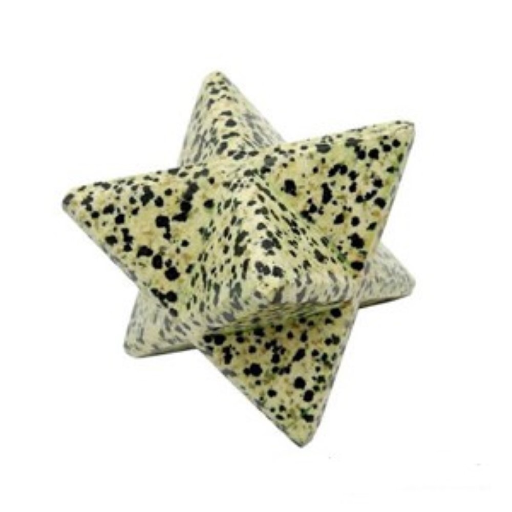 Natural Dalmatian Jasper Gemstone 8 Point Merkaba Stars - Grade: A+
