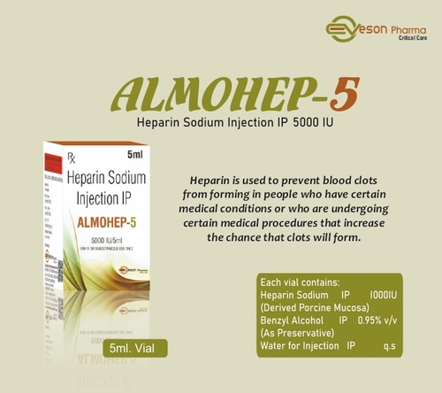 Almohep (Heparin)-5/25 - Anticoagulant for Cardiopulmonary Bypass, Acute Coronary Syndrome, Pulmonary Embolism | Colorless, Transparent, Prevents Blood Clots
