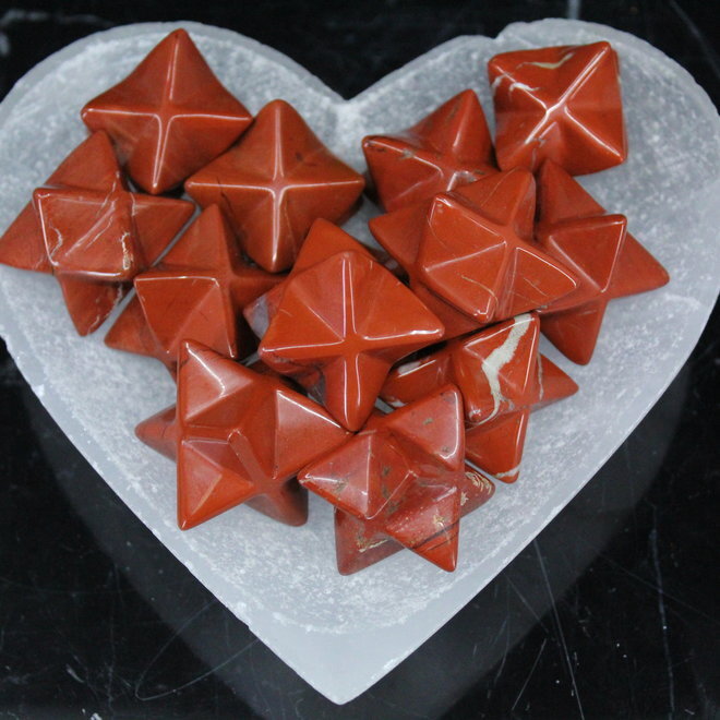 Natural Red Jasper Gemstone 8 Point Merkaba Stars - Jasper, 20-25 Mm, Deep Red Color | Sacred Geometry For Meditation And Spiritual Practices