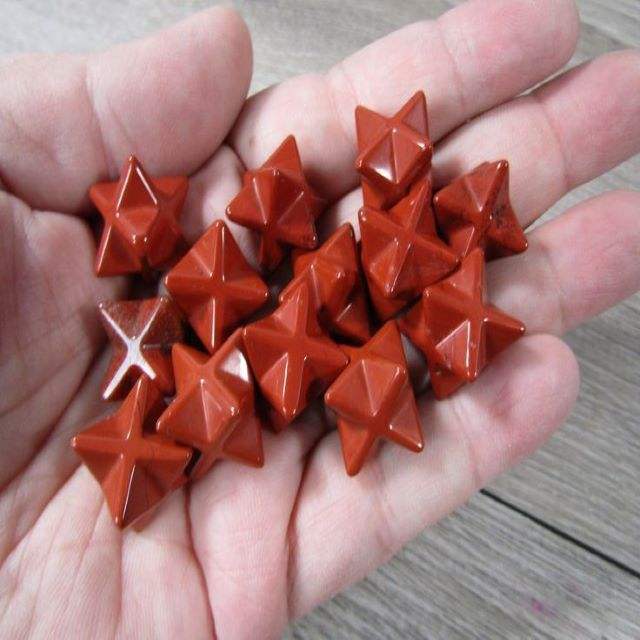 Natural Red Jasper Gemstone 8 Point Merkaba Stars - Jasper, 20-25 Mm, Deep Red Color | Sacred Geometry For Meditation And Spiritual Practices