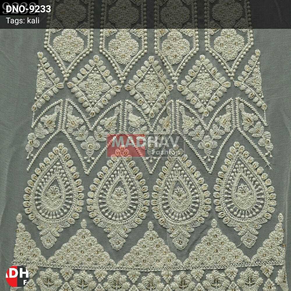 Sequin Work Fabric - Georgette, Light In Weight, White Color | Embroidered Net And Plain Patterns For Lehenga Choli And Bridal Wear