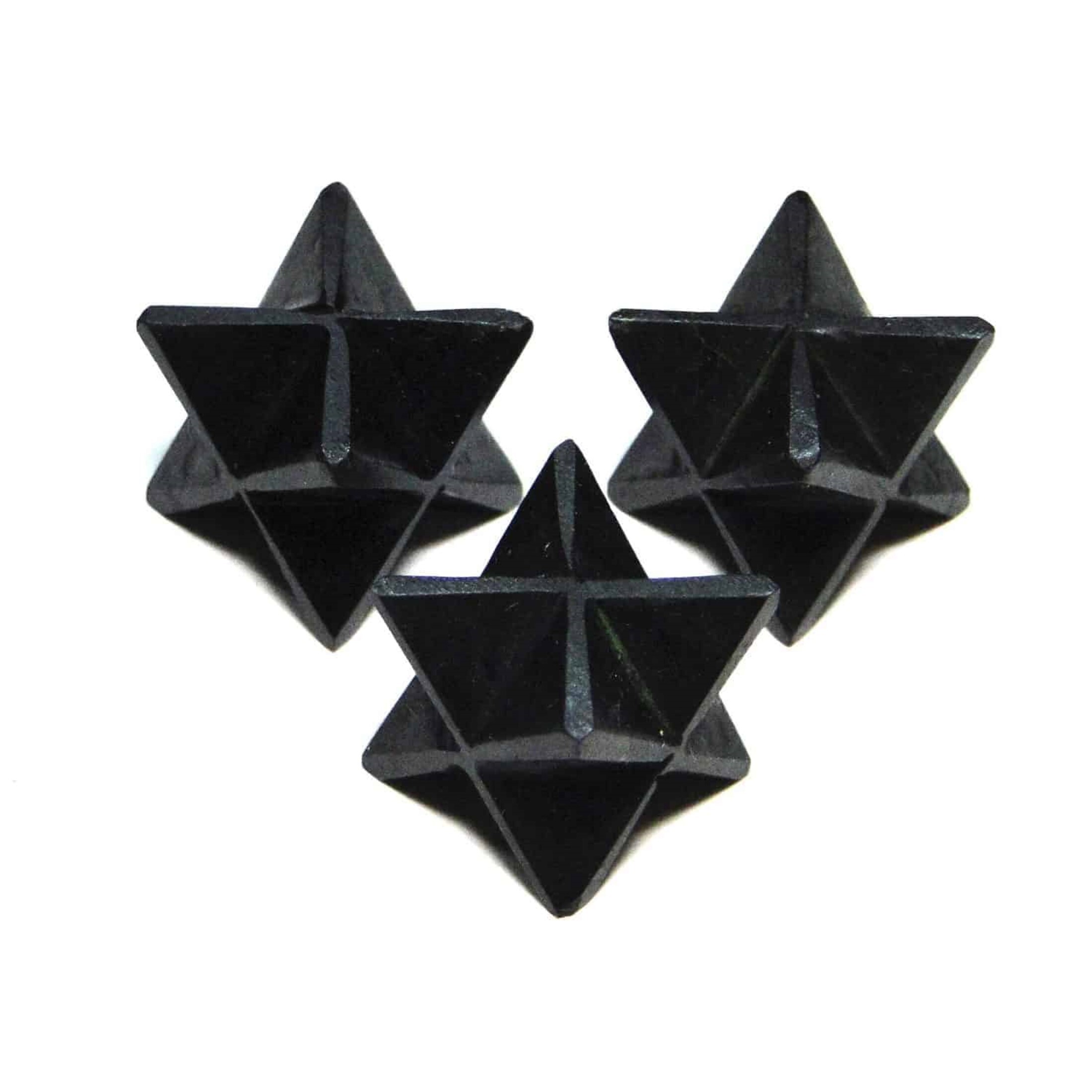 Natural Black Obsidian Gemstone 8 Point Merkaba Stars - Grade: Aaa