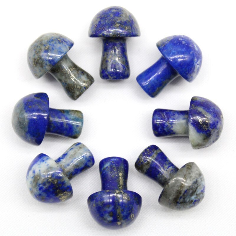 Natural Lapis Lazuli Gemstone Mini Mushroom Reiki Set - Aaa Grade, 8 Mini Mushrooms, Deep Blue Natural Stone , Perfect For Chakra Healing And Meditation