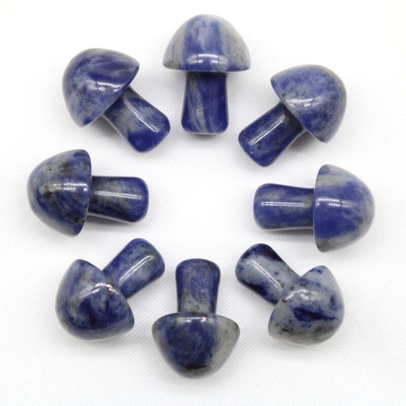 Natural Lapis Lazuli Gemstone Mini Mushroom Reiki Set - Aaa Grade, 8 Mini Mushrooms, Deep Blue Natural Stone , Perfect For Chakra Healing And Meditation