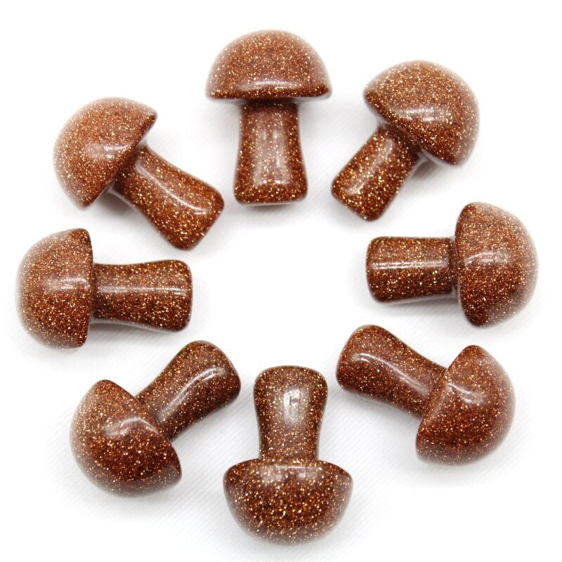 Natural Tiger Eye Gemstone Mini Mushroom Reiki Set - Aaa Grade, 8-10 Mm Stones, Yellow Color, 20 Grams | Natural Stones For Emotional Balance