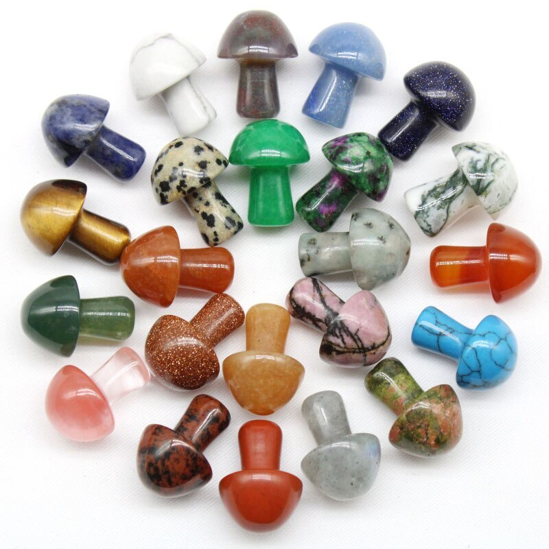 Natural Gold Sandstone Gemstone Mini Mushroom Reiki Set - 8-10mm Size, Aaa Grade, Perfect For Reiki And Meditation