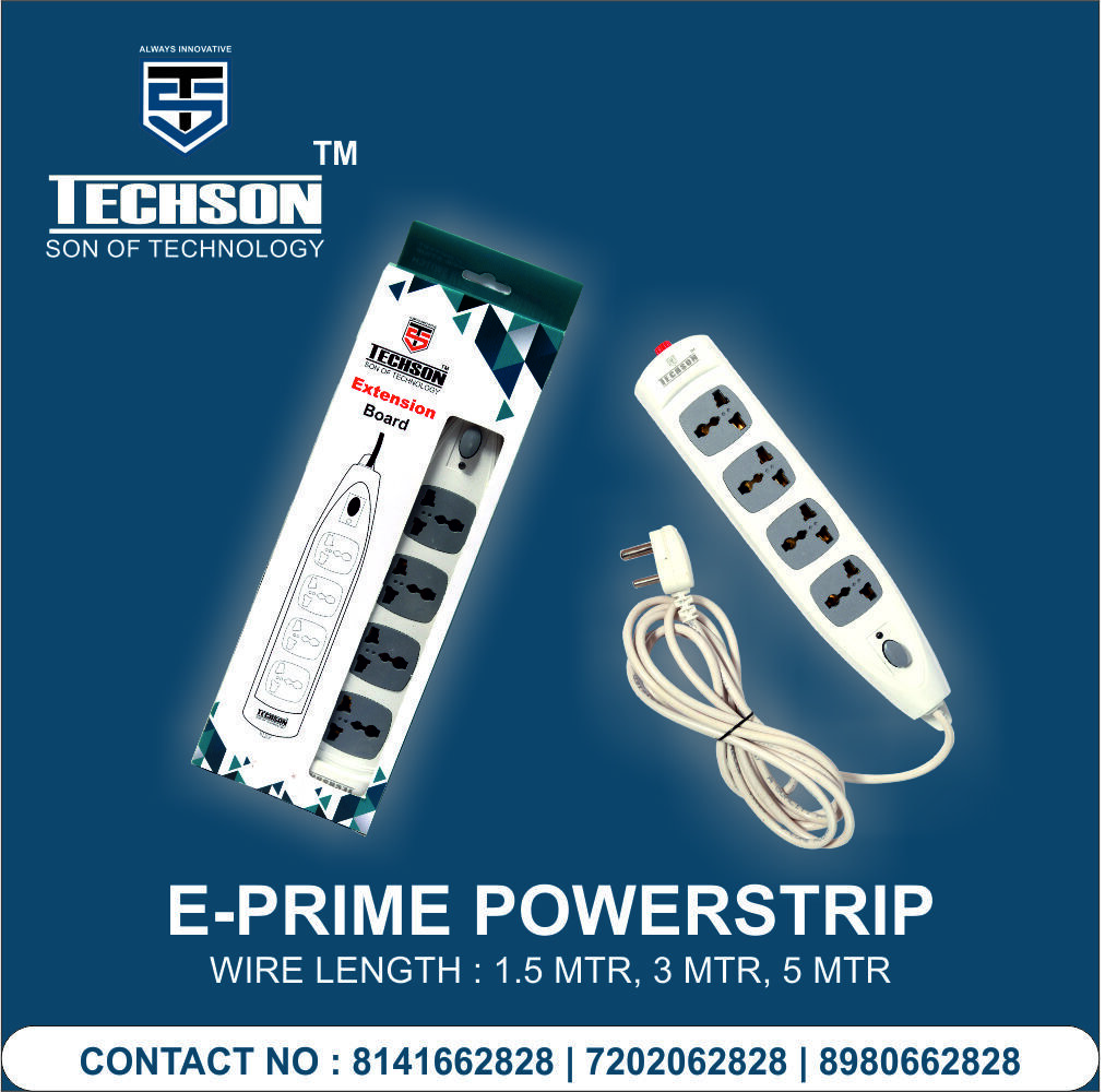 Powerstrip Extension Board - Certified Components, 220-240v, 50hz, 6amp | Ip54 Protection, White Color, Ideal For Home Appliances