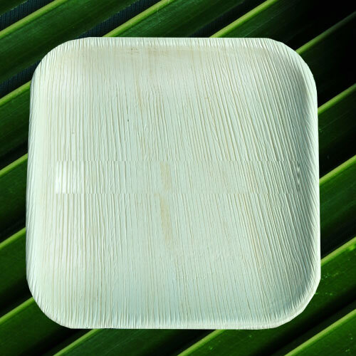 Brown 8 Inch Square Palm Plate