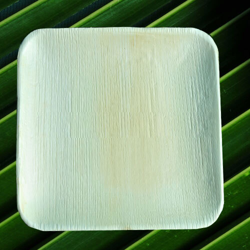 Brown 6 Inch Square Palm Plate