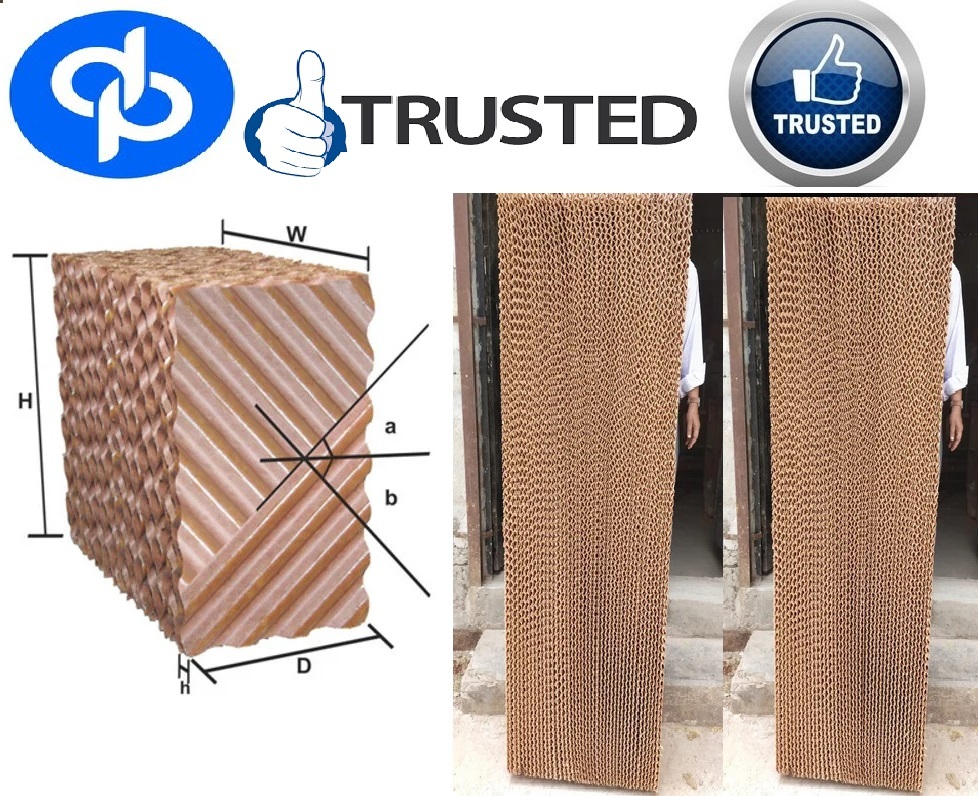 Cellulose Cooling Pad - 600x600x50mm To 1800x600x300mm Sizes, Brown Color, Ideal For Greenhouses, Livestock, Industrial Applications, Efficient Water Retention And Humidification