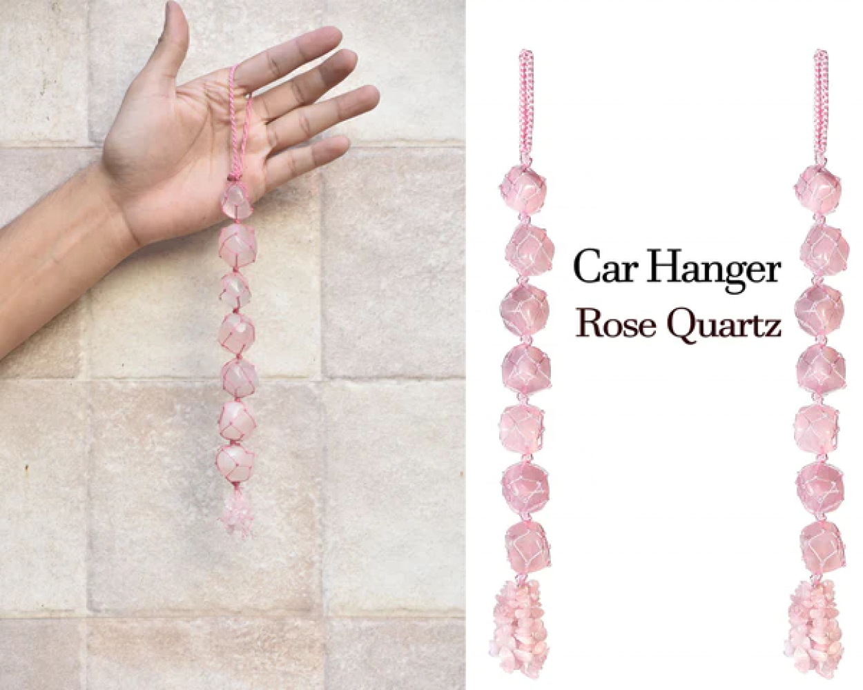 Natural Rose Quartz Gemstone Wall Hanging Tool - Natural Quartz Material, 8-10 Inches Size, Pink Rose Color, Weight 80 Grams | Aaa Grade, Promotes Self-love And Emotional Healing