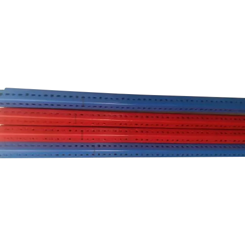 Powder Coated Slotted Angle - Color: Red & Blue