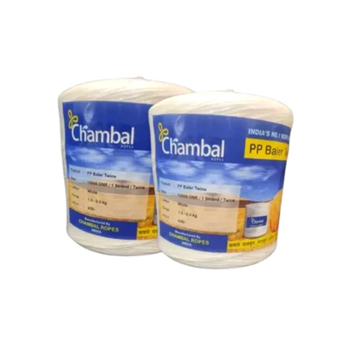 Heavy Duty Baler Twine - Polypropylene Material, 13000 Dnr Size, White Color , Round Shape, 1.5-2.0 K.g Range