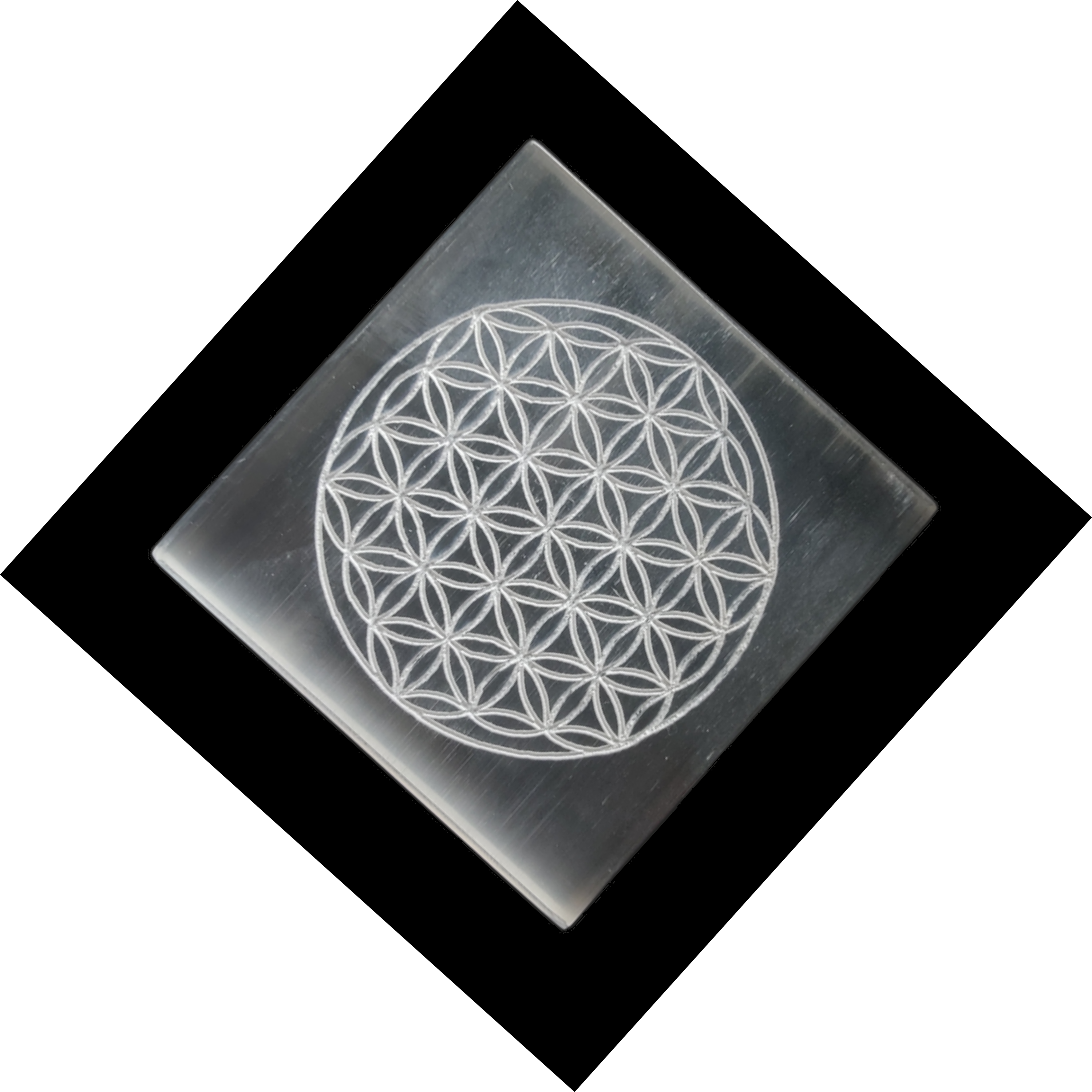 Natural Selenite Charging Plate With Tree Of Life Engraved Symbol - Aaa Grade Free Size White Color 100 Gm Weight | Elegant Design Spiritual Energy Enhancer