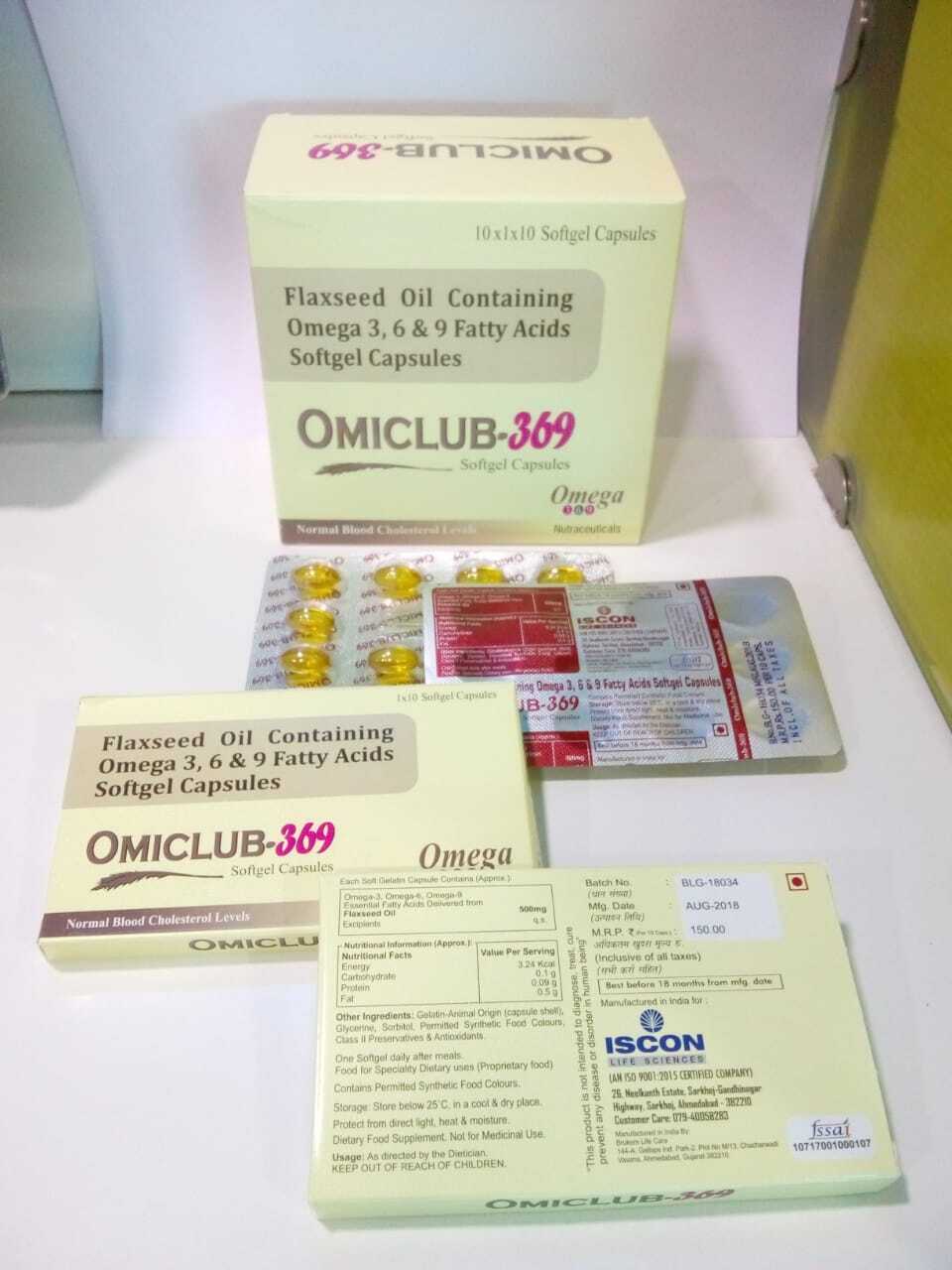 Flax Seed Oil - 10x10 Blister Soft Gel Capsules, Omega-3,6,9 Fatty Acids, Alcohol Free, 100% Safe, Yellow Color