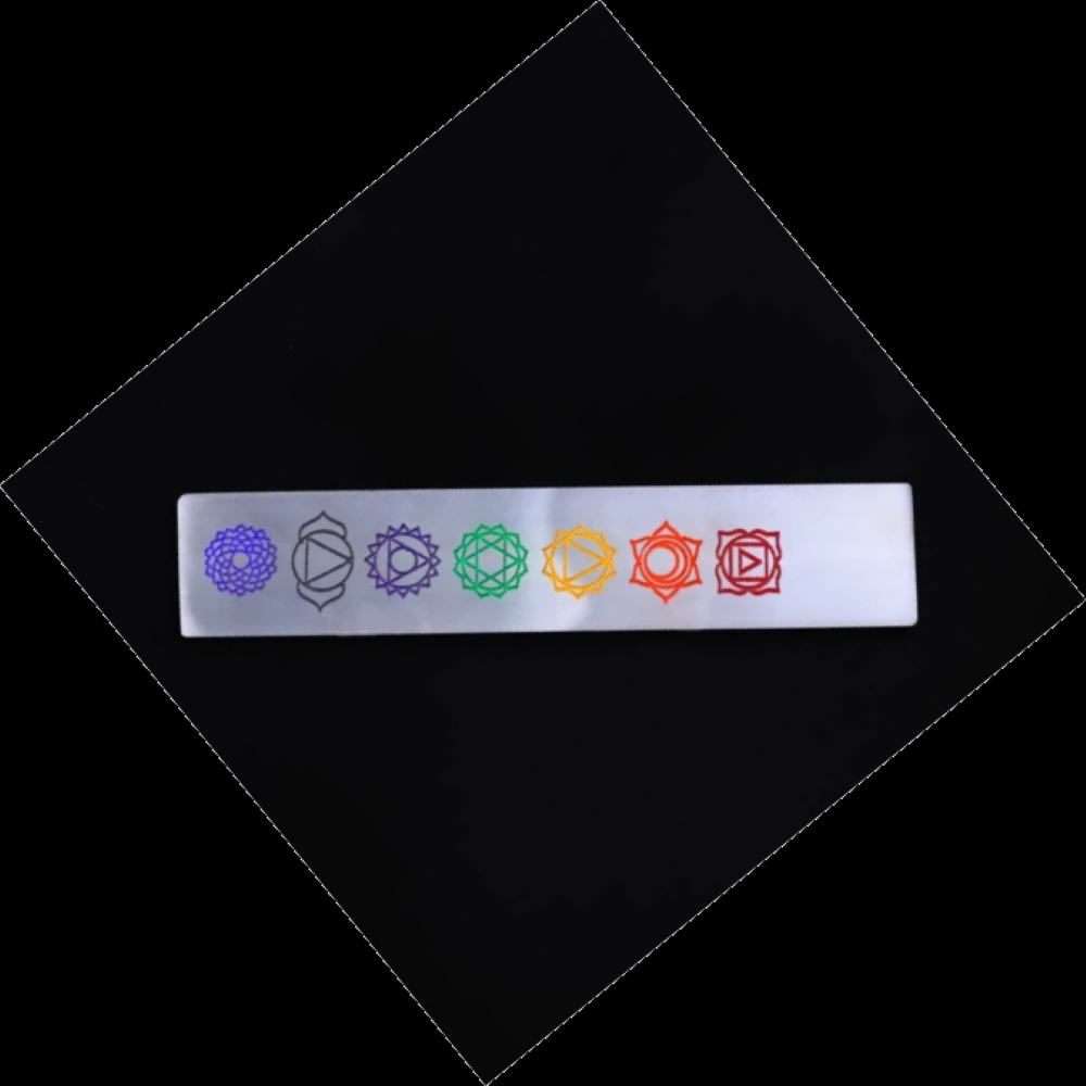 Natural Selenite Charging Stick Wands With Rainbow 7 Chakra Symbol Engraved - Grade Aaa Natural White Selenite, Round Brilliant Cut, Weight: 100g | Handmade By Skilled Artisans