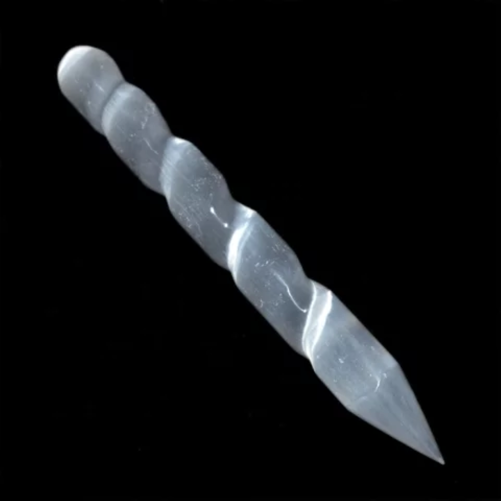 Natural White Selenite Charging Twisted Cone Tip Wand - Aaa Grade, 100 Grams | Natural White Stone, Elegant Design