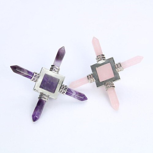 Natural Crystal Amethyst Gemstone 4 Point Pyramid Energy Generator - Aaa Grade, 100 Gm, Purple Color, Natural Amethyst Material