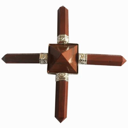 Natural Crystal Red Jasper Gemstone 4 Point Pyramid Energy Generator - Grade: Aaa