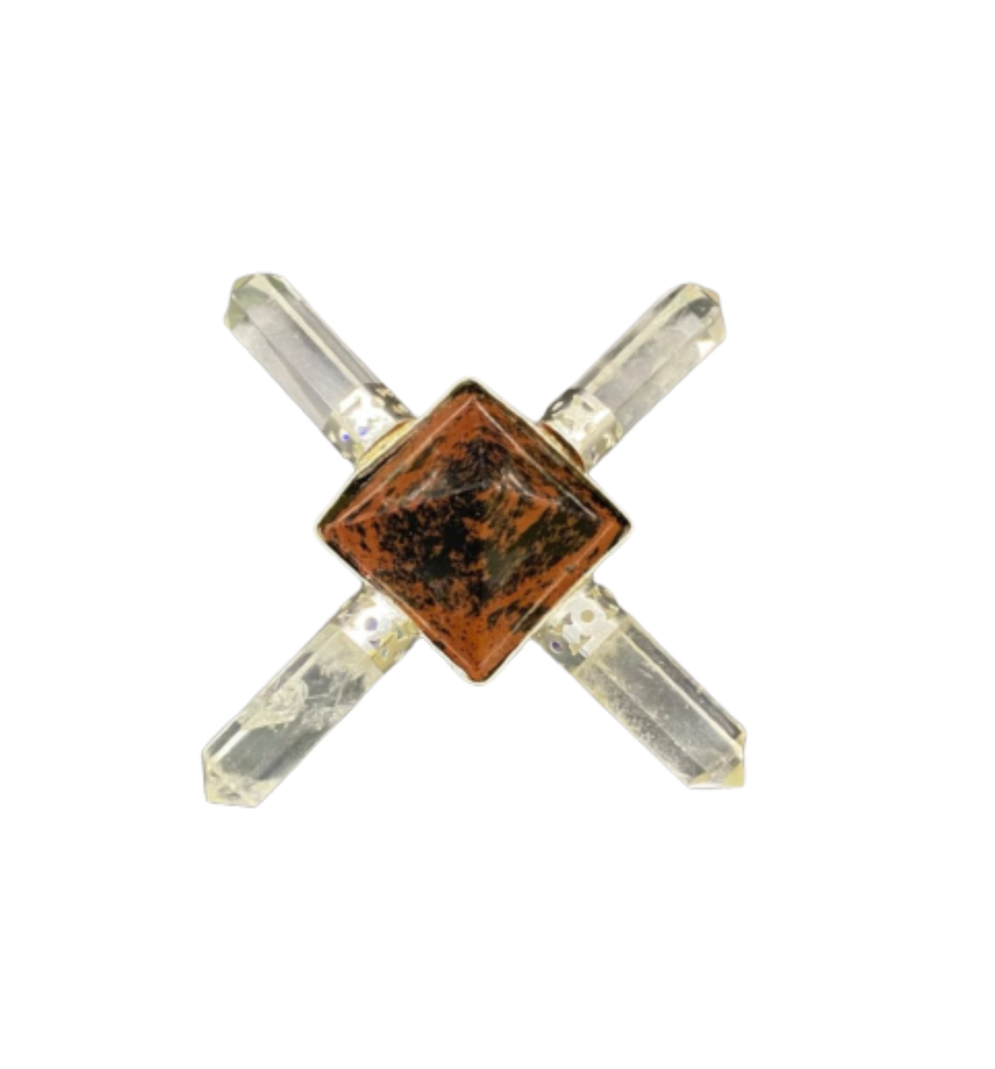 Natural Crystal Mahogany Obsidian Gemstone 4 Point Pyramid Energy Generator - Grade: A+