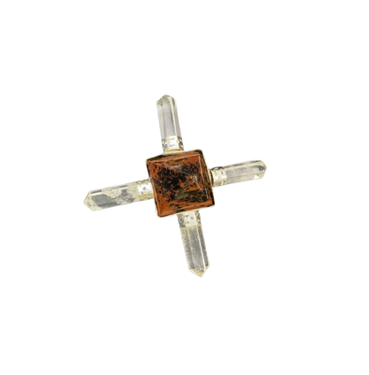 Natural Crystal Mahogany Obsidian Gemstone 4 Point Pyramid Energy Generator - Grade: A+