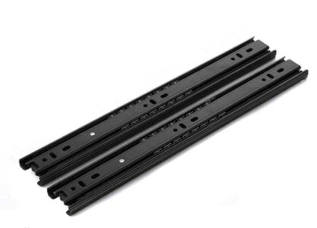 Telescopic Channel - Steel, Various Sizes | Full Extension, Black Finish, 100 Lbs Load Capacity, Side Mount, Ball Bearing Slide