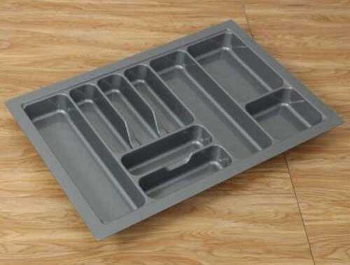 Cutlery Tray - Plastic, 10.5 x 15.5 x 2.5 Inches | Gray, Compartmentalized Design for 12 Place Settings, 1.5 lbs Weight, 1 Year Warranty