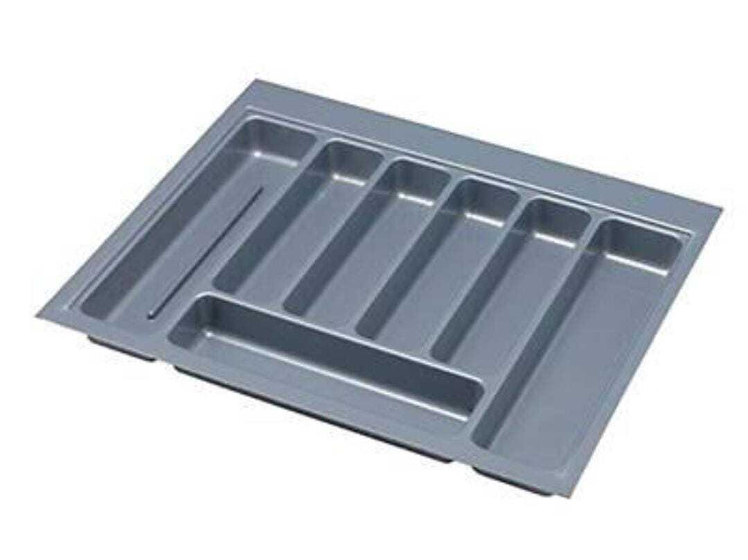 Cutlery Tray - Plastic, 10.5 X 15.5 X 2.5 Inches | Gray, Compartmentalized Design For 12 Place Settings, 1.5 Lbs Weight, 1 Year Warranty