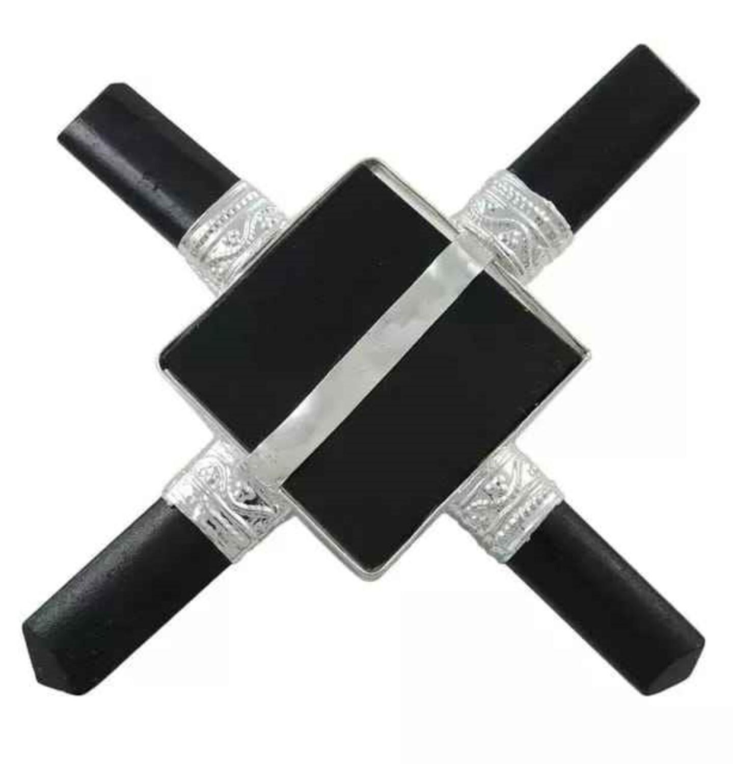 Natural Black Agate Crystal Gemstone 4 Point Pyramid Energy Generator - Grade: A+