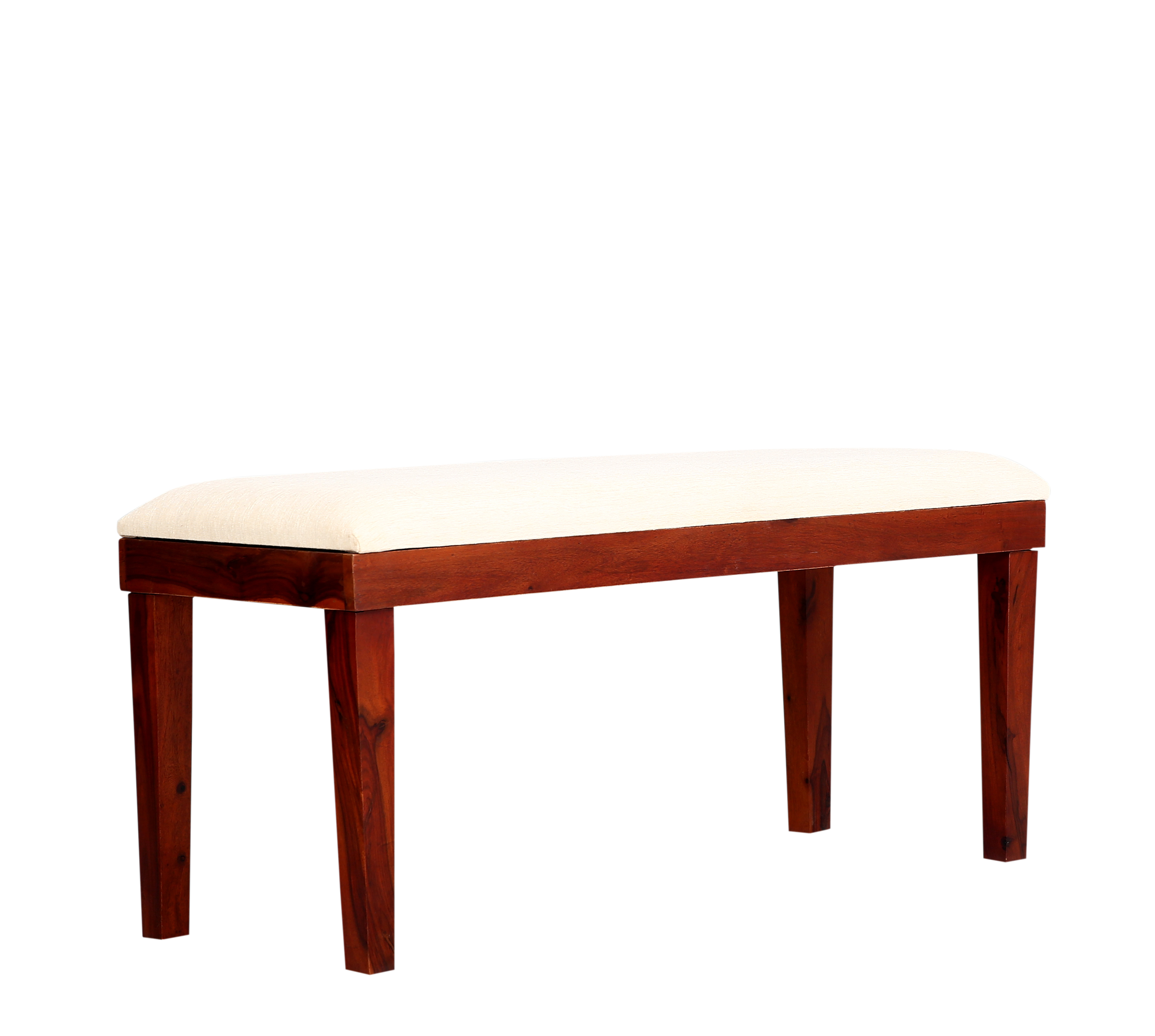Wooden Bench - Wood & Fabric, 4 Legs, Polished Brown Finish | Comfortable Seating, Elegant Classic Design, Easy Assembly, Space Saving
