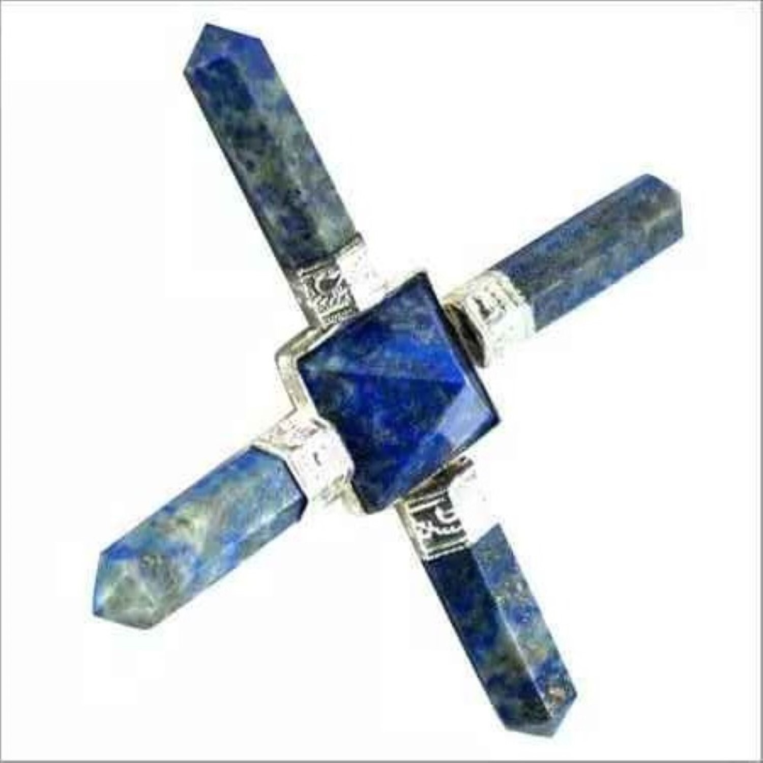 Natural Lapis Lazuli Crystal Gemstone 4 Point Pyramid Energy Generator - Natural Stone, Free Size, Blue Color, 100 Gm Weight | Ideal For Energy Healing And Meditation