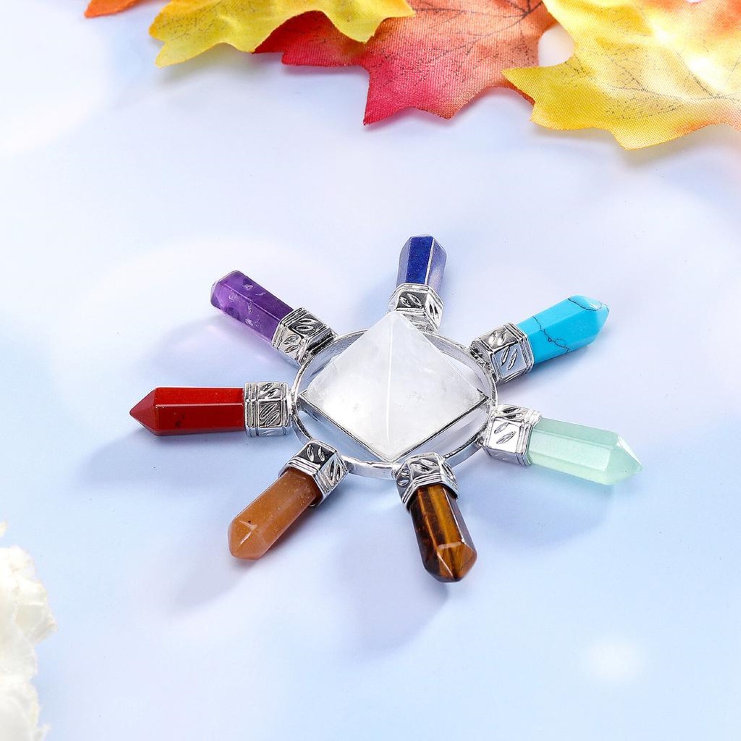 Natural Crystal Quartz Gemstone 7 Point Pyramid Energy Generator - Aaa Grade Natural Quartz, Free Size, White Stone Color, 100 Gm Weight | Chakra Balancing, Intuition Enhancement, Ideal For Meditation And Healing Practices