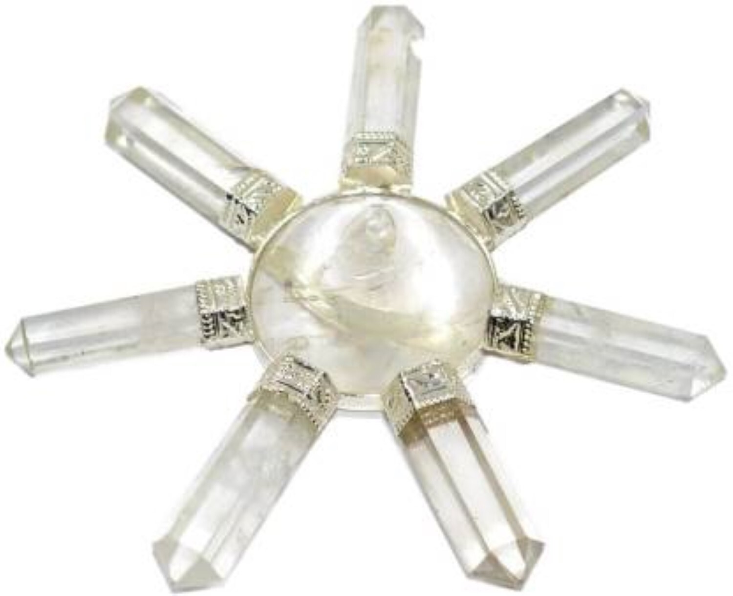 Natural Crystal Quartz Gemstone 7 Point Pyramid Energy Generator - Aaa Grade Natural Quartz, Free Size, White Stone Color, 100 Gm Weight | Chakra Balancing, Intuition Enhancement, Ideal For Meditation And Healing Practices