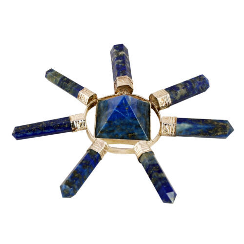 Natural Lapis Lazuli Gemstone 7 Point Pyramid Energy Generator - Grade: Aaa