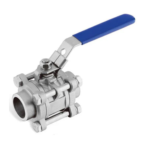 3 Pc Ball Valve - Stainless Steel 1/2-12 Inch | Glossy Finish, Dual Access Design, Industrial Use