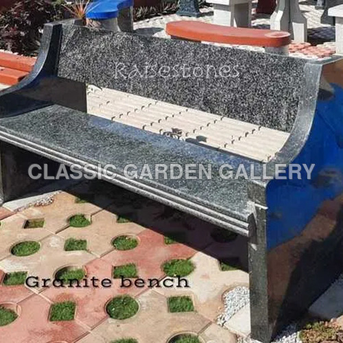 Eco Strips Granite Bench With Handrest - Finish: Polished