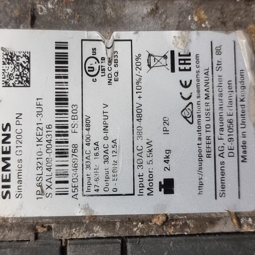 Siemens 6sl3210-1ke21-3uf1 Power Module