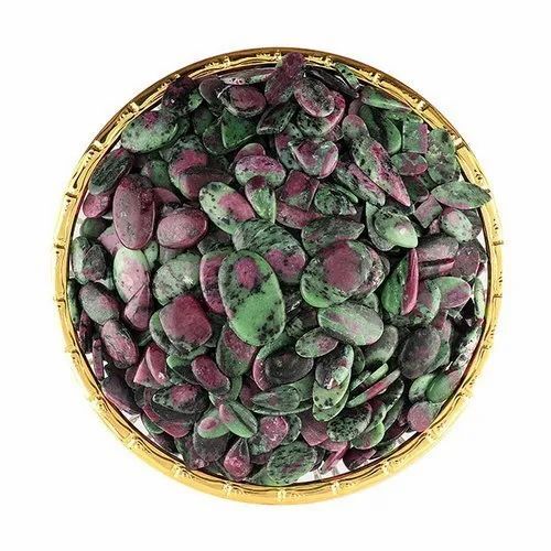 Natural Mix Ruby Zoisite Gemstone Plain Cabochon - Aaa Grade, 10-50mm Size, Mixed Green & Red Color , Natural Ruby Material, 100g Weight