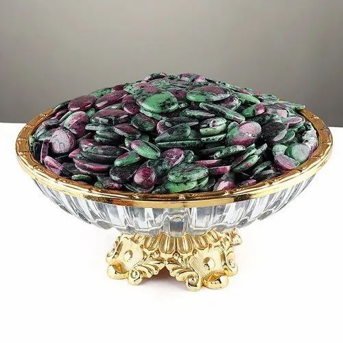Natural Mix Ruby Zoisite Gemstone Plain Cabochon - Aaa Grade, 10-50mm Size, Mixed Green & Red Color , Natural Ruby Material, 100g Weight