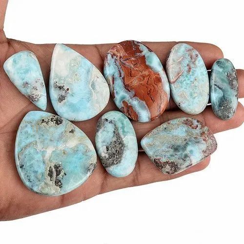 Natural Comm Larimar Gemstone Cabochon - Agate Material, 10-50 Mm Size Range, White Color, Grade Aaa Quality, 100 Grams Weight