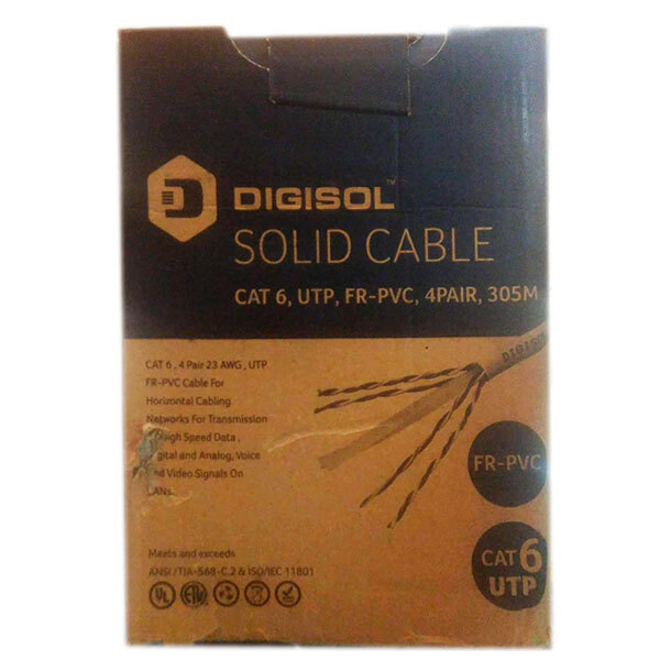 Digisol Cat 6 Cable 305mtr - Copper Conductor, Utp 4 Pairs , Durable, High Speed, Easy Installation, Fr-pvc Jacket, Reliable Networking Solution