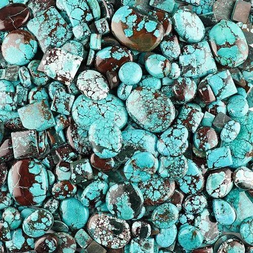 Natural Blue Mixed Tibetan Turquoise Cabochons Cut Gemstone at
